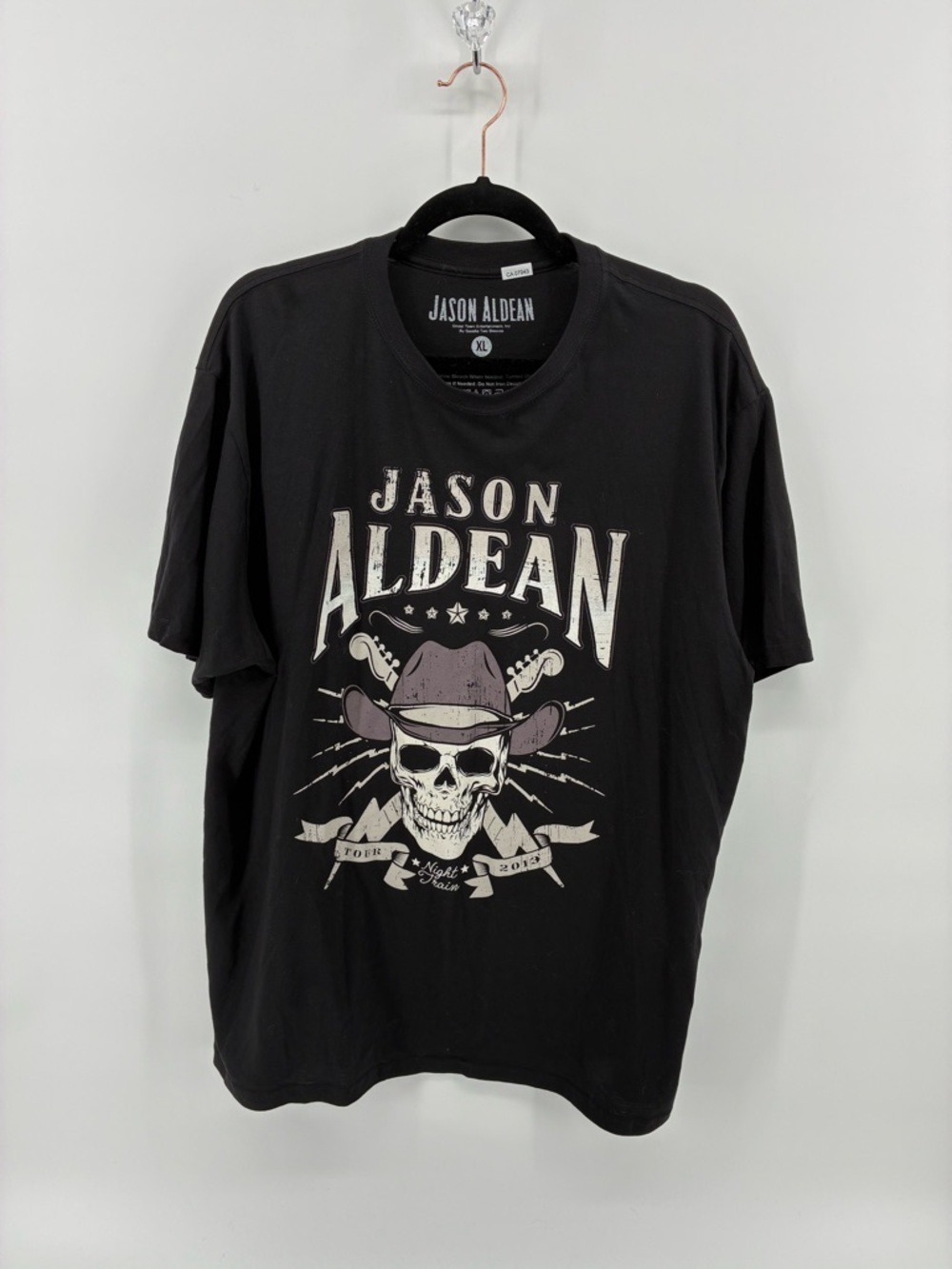 Jason Aldean 2013 Tour Skull Black Tee Country Music Concert Boots Hearts